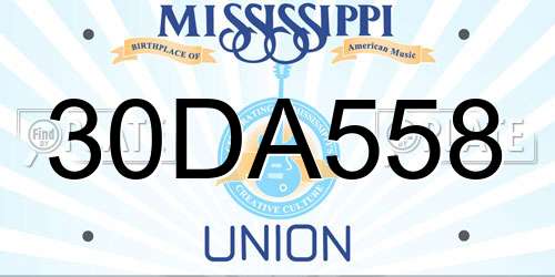 30DA558 Mississippi License Plate