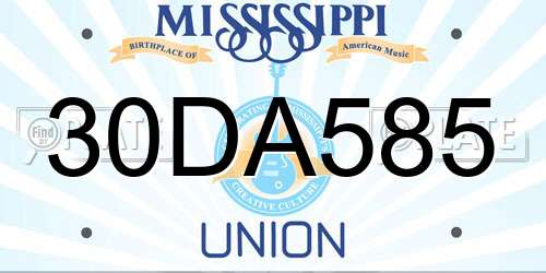30DA585 Mississippi License Plate