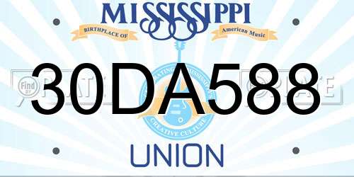 30DA588 Mississippi License Plate