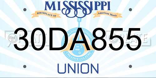 30DA855 Mississippi License Plate