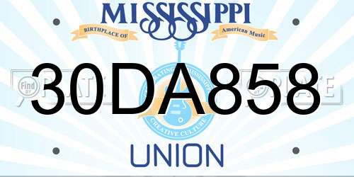 30DA858 Mississippi License Plate