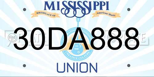 30DA888 Mississippi License Plate