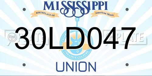 30LD047 Mississippi License Plate