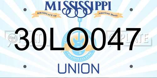 30LO047 Mississippi License Plate