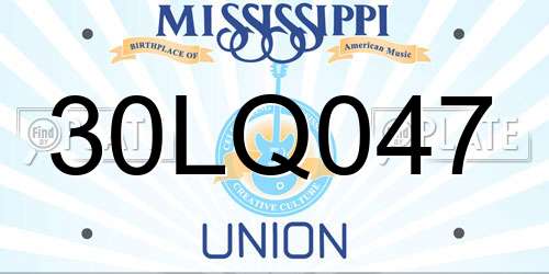 30LQ047 Mississippi License Plate