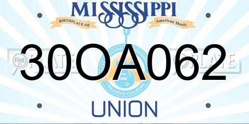 30OA062 Mississippi License Plate