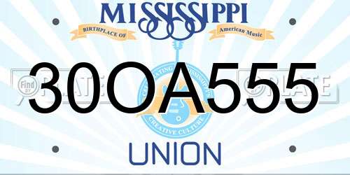 30OA555 Mississippi License Plate