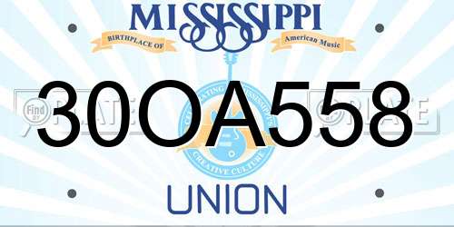 30OA558 Mississippi License Plate