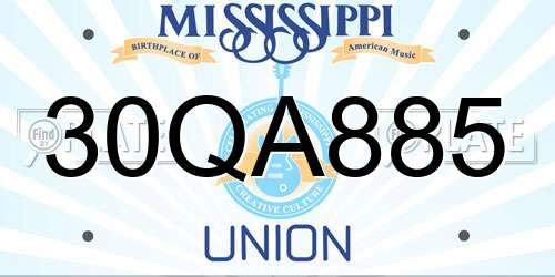 30QA885 Mississippi License Plate