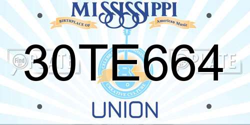 30TE664 Mississippi License Plate