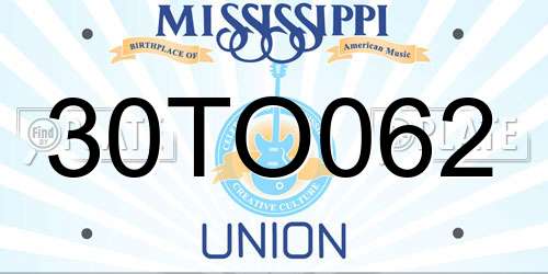 30TO062 Mississippi License Plate