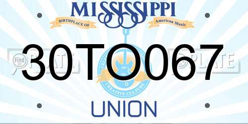 30TO067 Mississippi License Plate