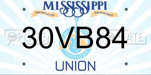 30VB84 Mississippi License Plate