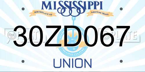 30ZD067 Mississippi License Plate