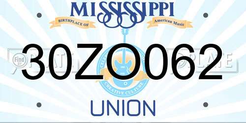 30ZO062 Mississippi License Plate