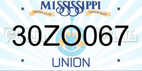 30ZO067 Mississippi License Plate