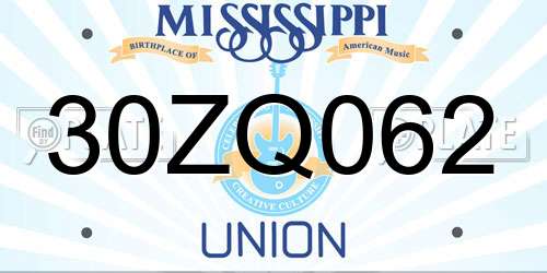 30ZQ062 Mississippi License Plate