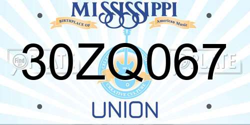 30ZQ067 Mississippi License Plate