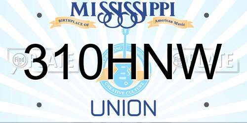 310HNW Mississippi License Plate