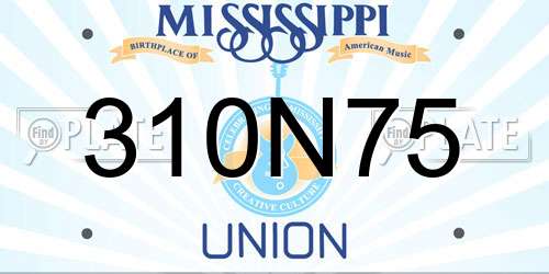 310N75 Mississippi License Plate