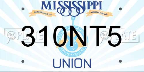 310NT5 Mississippi License Plate