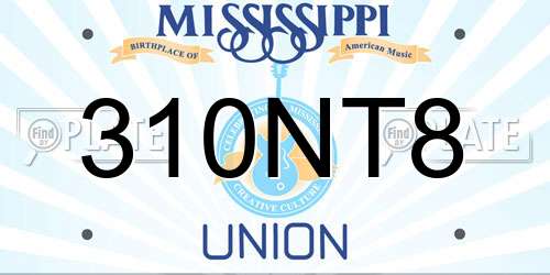 310NT8 Mississippi License Plate