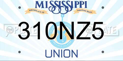 310NZ5 Mississippi License Plate