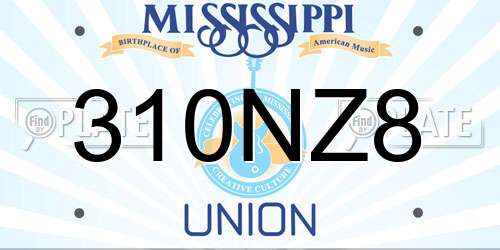 310NZ8 Mississippi License Plate