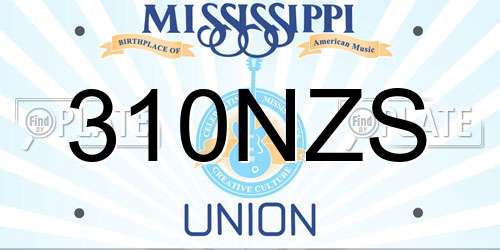 310NZS Mississippi License Plate