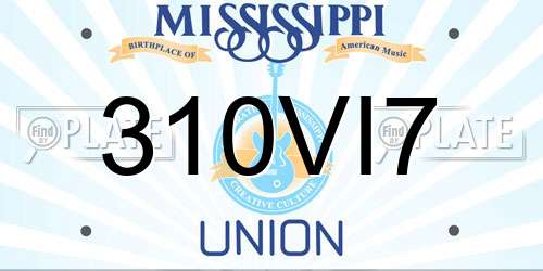 310VI7 Mississippi License Plate