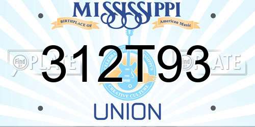 312T93 Mississippi License Plate