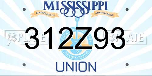 312Z93 Mississippi License Plate