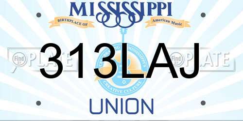 313LAJ Mississippi License Plate