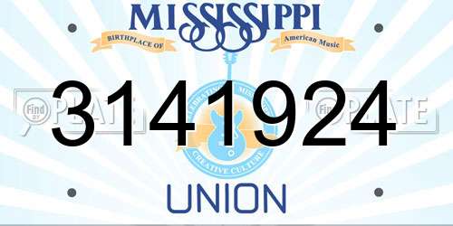 3141924 Mississippi License Plate