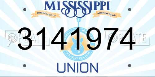 3141974 Mississippi License Plate
