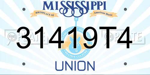 31419T4 Mississippi License Plate