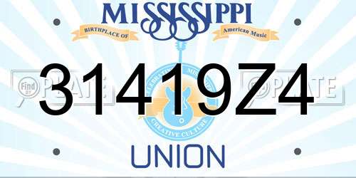 31419Z4 Mississippi License Plate