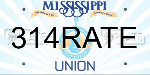314RATE Mississippi License Plate