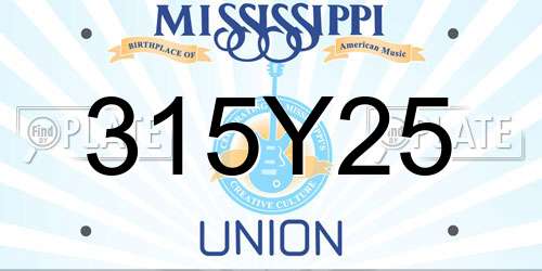 315Y25 Mississippi License Plate