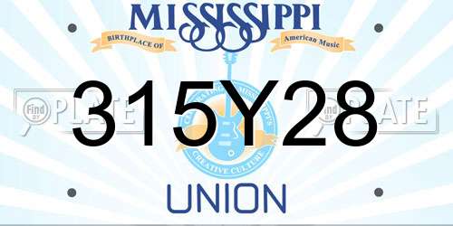 315Y28 Mississippi License Plate