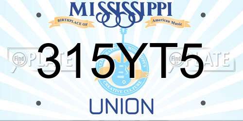 315YT5 Mississippi License Plate
