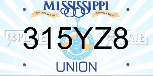 315YZ8 Mississippi License Plate