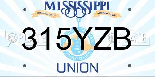 315YZB Mississippi License Plate