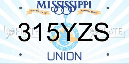315YZS Mississippi License Plate
