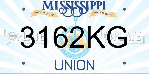 3162KG Mississippi License Plate