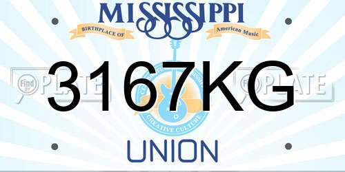 3167KG Mississippi License Plate