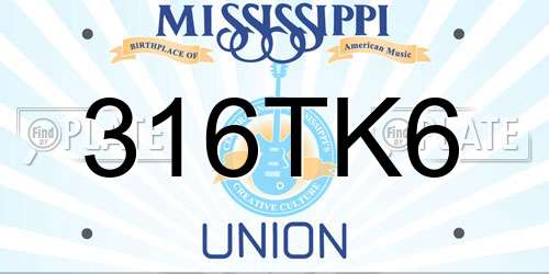 316TK6 Mississippi License Plate