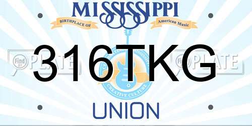 316TKG Mississippi License Plate