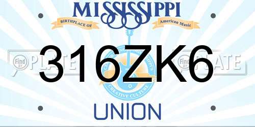 316ZK6 Mississippi License Plate