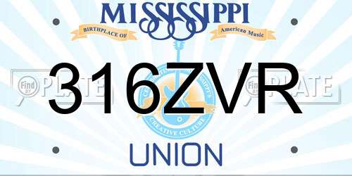316ZVR Mississippi License Plate